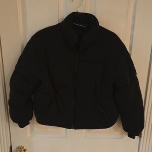 No Boundaries Black Jacket with White Label Detail